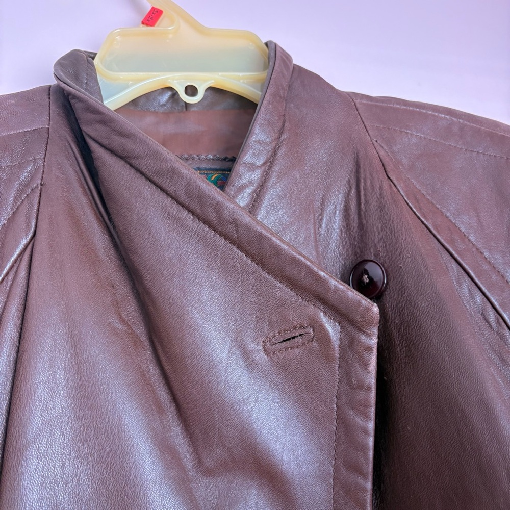 💚LNR Vintage Brown Leather Coat - Picture 3 of 9